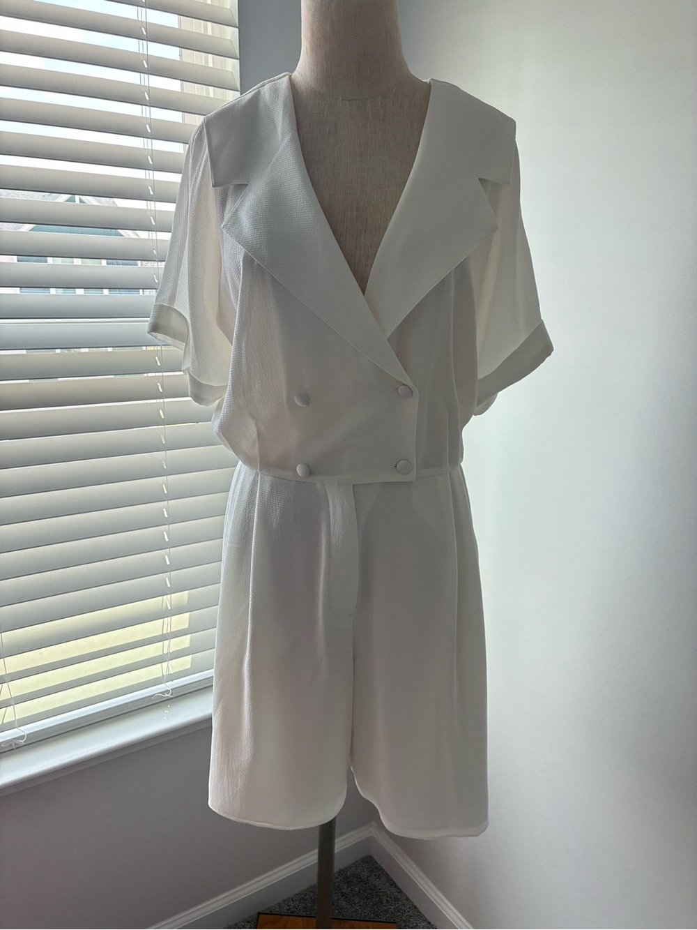 Emporio Armani Women's White Double Breasted Short Sleeve Playsuit